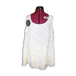 Serenade Top Gray Women Ruffled Layered Plus Size 2X Sleeveless